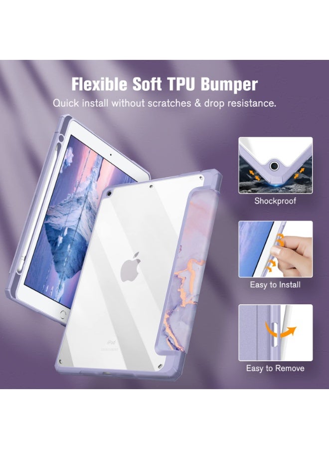 Digipace Case for iPad Pro 11 2024 (M4), Purple Marble Leather iPad Case with Pencil Holder, iPad Cover Featuring Acrylic Back and Folio Stand, Slim iPad Protective Case, Auto Wake/Sleep Tablet Case - Image 2
